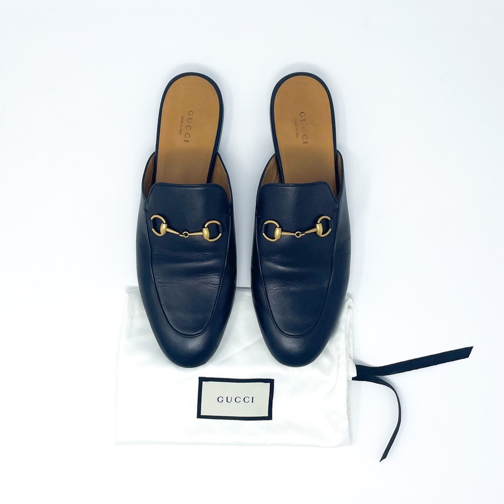 GUCCI Princetown Black Leather Horsebit Loafer Mule 10.5